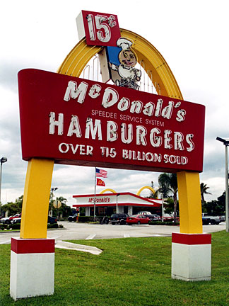 McDonald's Speedee Single Arch sign at Stuart Florida