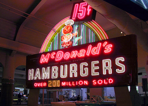 McDonald's Speedee Single Arch Sign at Henry Ford Museum